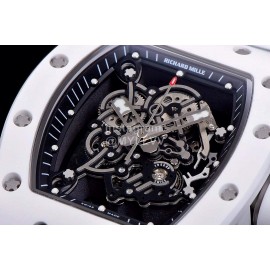 Richard Mille Rubber Strap Ceramic Case Watch Rm055 White