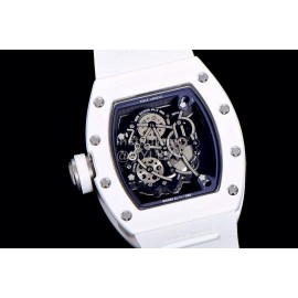Richard Mille Rubber Strap Ceramic Case Watch Rm055 White