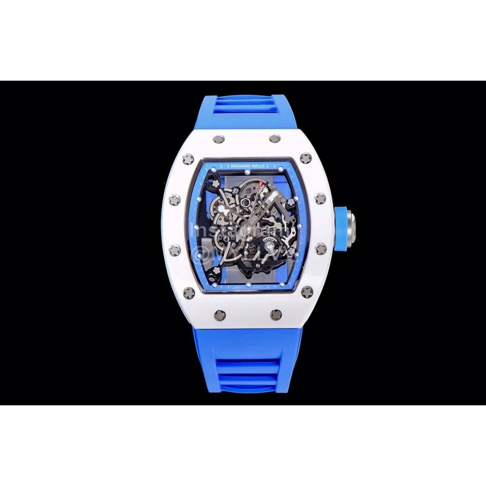Richard Mille New Rubber Strap Ceramic Case Watch Rm055 Blue