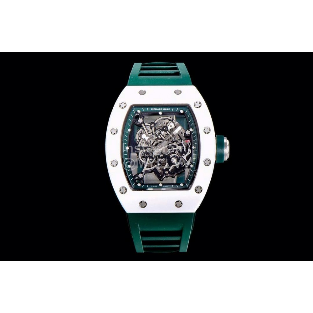 Richard Mille Fashion Rubber Strap Ceramic Case Watch Rm055 Green