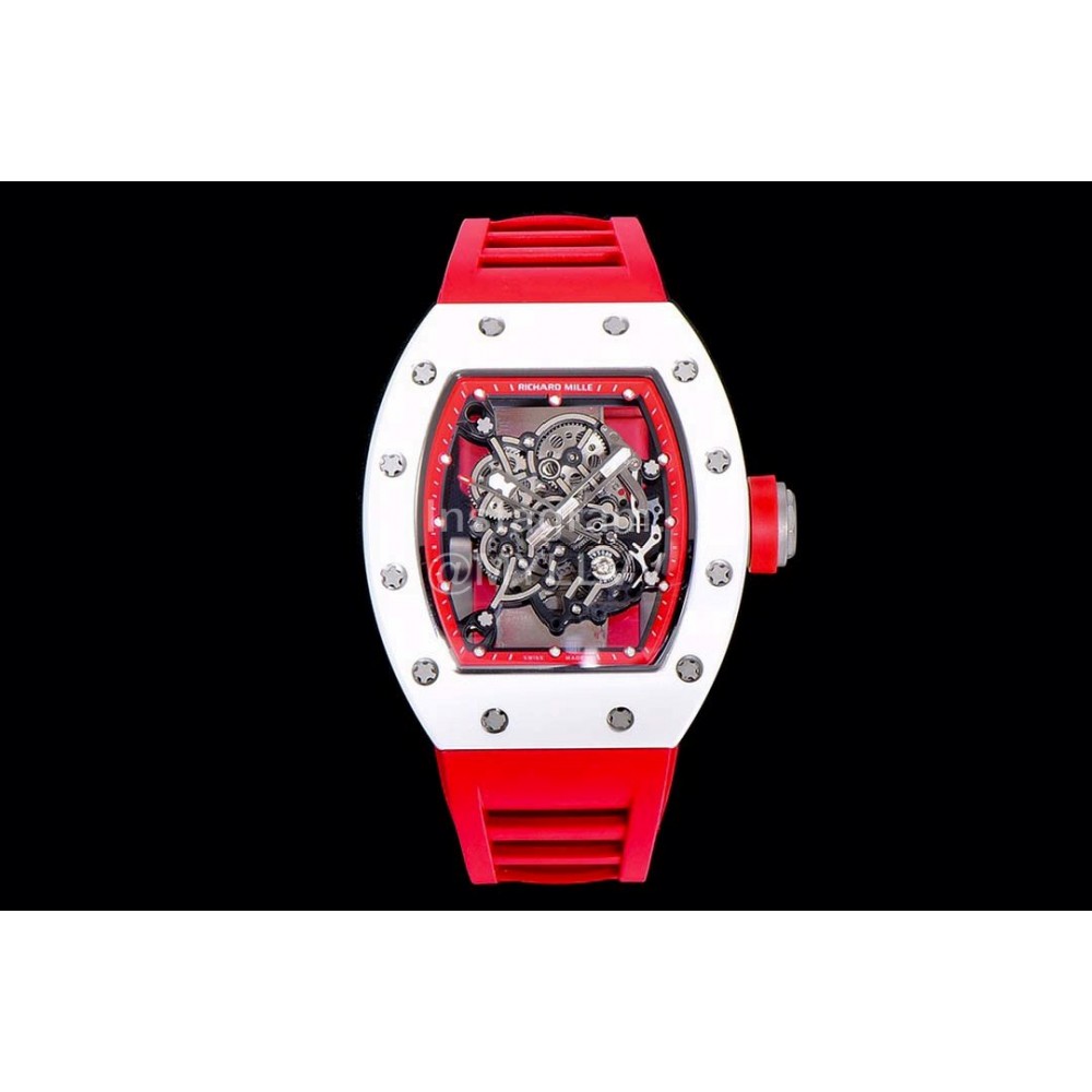 Richard Mille Fashion Rubber Strap Ceramic Case Watch Rm055 Red