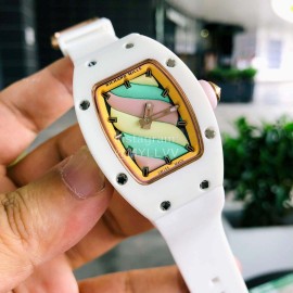 Richard Mille Enamel Dial Rubber Strap Watch White