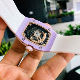 Richard Mille Enamel Dial Rubber Strap Watch White