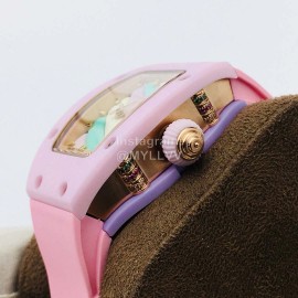 Richard Mille Hb Factory Enamel Dial Rubber Strap Watch Pink