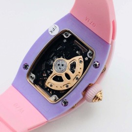 Richard Mille Hb Factory Enamel Dial Rubber Strap Watch Pink
