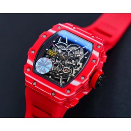 Richard Mille Carbon Fiber Case Red Rubber Strap Watch