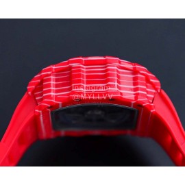 Richard Mille Carbon Fiber Case Red Rubber Strap Watch