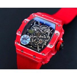 Richard Mille Carbon Fiber Case Red Nylon Strap Watch