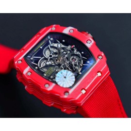 Richard Mille Carbon Fiber Case Red Nylon Strap Watch