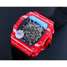 Richard Mille Carbon Fiber Case Nylon Strap Watch Red