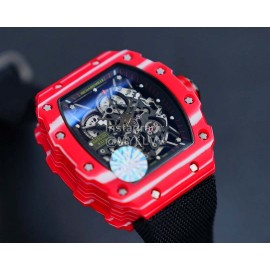 Richard Mille Carbon Fiber Case Nylon Strap Watch Red