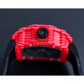 Richard Mille Carbon Fiber Case Nylon Strap Watch Red