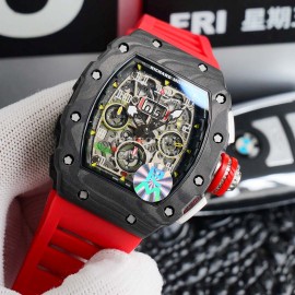Richard Mille Carbon Fiber Case Mechanical Watch Red Rm011-03