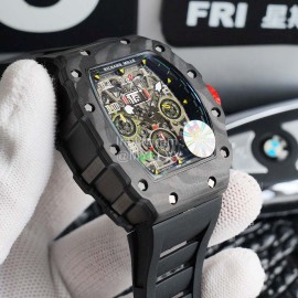 Richard Mille Carbon Fiber Case Mechanical Watch Black Rm011-03