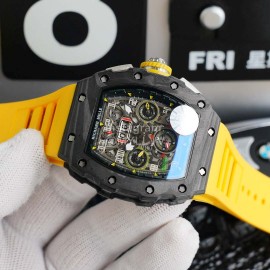 Richard Mille Carbon Fiber Case Mechanical Watch Yellow Rm011-03