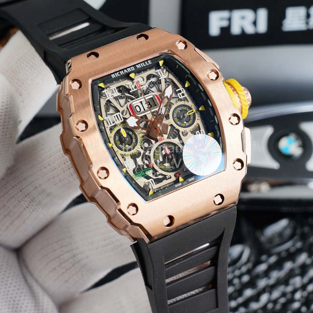Richard Mille Carbon Fiber Case Rubber Strap Mechanical Watch Rm011-03