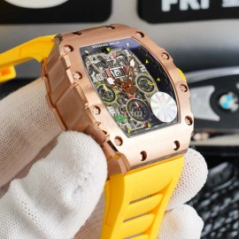 Richard Mille Rubber Strap Carbon Fiber Case Mechanical Watch Rm011-03