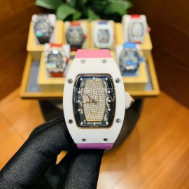 Richard Mille Ceramic Case Rubber Strap Watch Rm007 Pink
