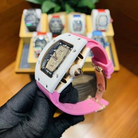 Richard Mille Ceramic Case Rubber Strap Watch Rm007 Pink