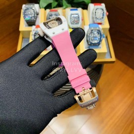 Richard Mille Ceramic Case Rubber Strap Watch Rm007 Pink