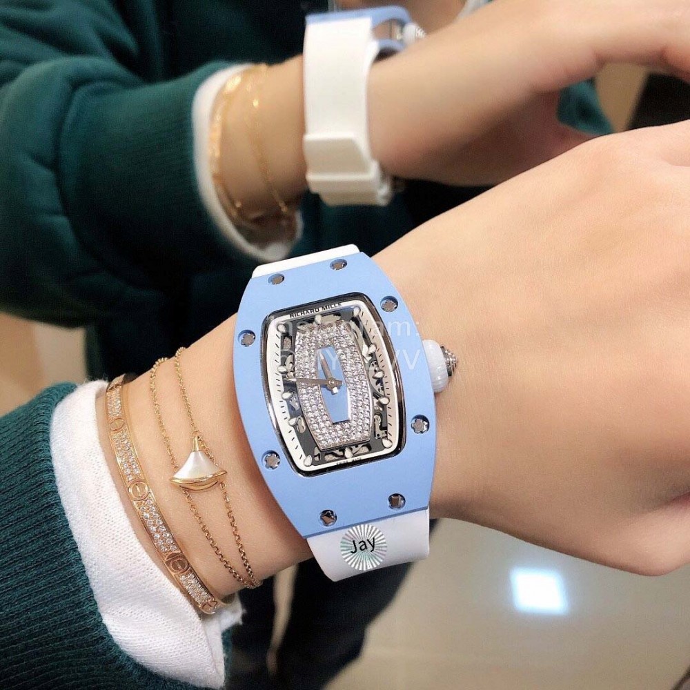 Richard Mille Diamond Dial Rubber Strap Watch For Women