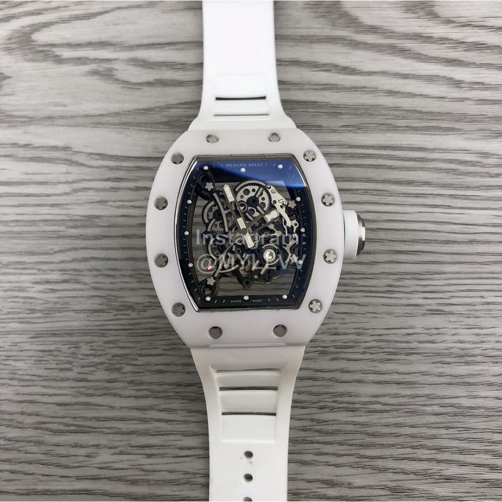 Richard Mille White Rubber Strap Mechanical Watch For Men And Women