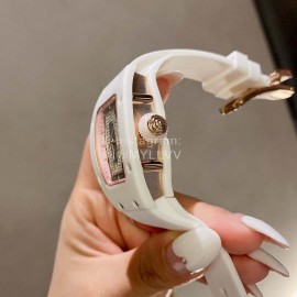 Richard Mille Diamond Dial White Rubber Strap Watch For Women