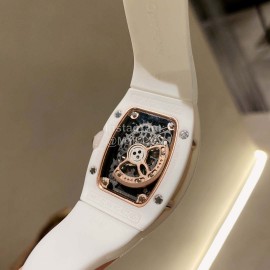 Richard Mille Diamond Dial White Rubber Strap Watch For Women