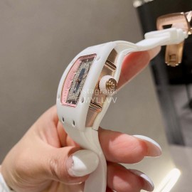 Richard Mille Diamond Dial White Rubber Strap Watch For Women