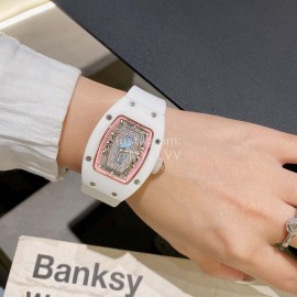 Richard Mille Diamond Dial White Rubber Strap Watch For Women