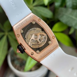 Richard Mille Diamond Dial Rubber Strap Watch White