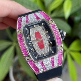 Richard Mille Diamond Dial Black Rubber Strap Watch 