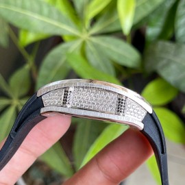 Richard Mille Diamond Dial Black Rubber Strap Watch 