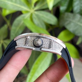 Richard Mille Diamond Dial Black Rubber Strap Watch 