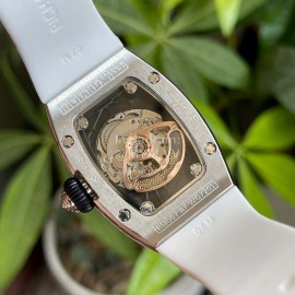 Richard Mille Diamond Dial White Rubber Strap Watch 
