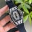 Richard Mille Fashion Diamond Dial Rubber Strap Watch Black
