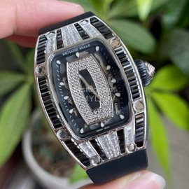 Richard Mille Fashion Diamond Dial Rubber Strap Watch Black