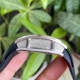 Richard Mille Fashion Diamond Dial Rubber Strap Watch Black