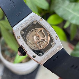 Richard Mille Fashion Diamond Dial Rubber Strap Watch Black