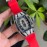 Richard Mille Fashion Diamond Dial Rubber Strap Watch Orange Red