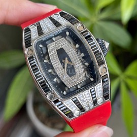 Richard Mille Fashion Diamond Dial Rubber Strap Watch Orange Red