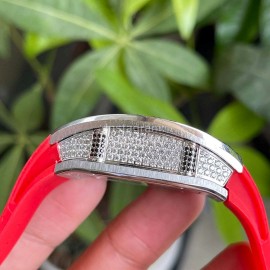 Richard Mille Fashion Diamond Dial Rubber Strap Watch Orange Red