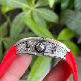 Richard Mille Fashion Diamond Dial Rubber Strap Watch Orange Red