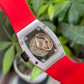 Richard Mille Fashion Diamond Dial Rubber Strap Watch Orange Red