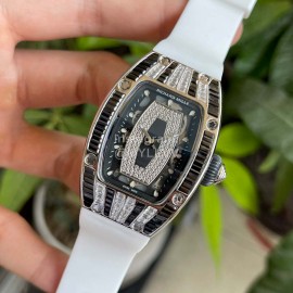 Richard Mille Fashion Diamond Dial Rubber Strap Watch White