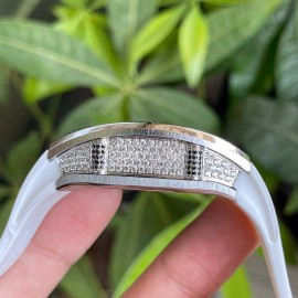 Richard Mille Fashion Diamond Dial Rubber Strap Watch White