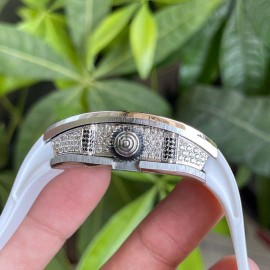 Richard Mille Fashion Diamond Dial Rubber Strap Watch White