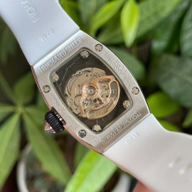 Richard Mille Fashion Diamond Dial Rubber Strap Watch White