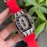 Richard Mille New Diamond Dial Rubber Strap Watch Orange Red