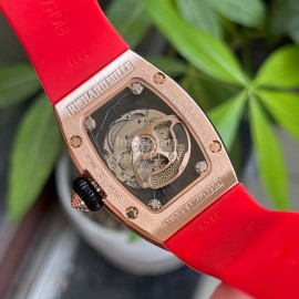 Richard Mille New Diamond Dial Rubber Strap Watch Orange Red